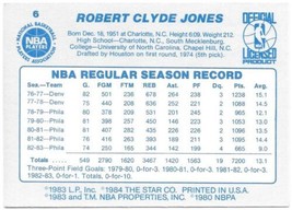 Bobby Jones Philadelphia 76ers NBA Basketball Card #6 Star Co 1983-84 NM EX - £7.01 GBP
