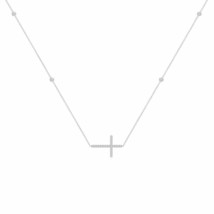 ANGARA 0.27 Ctw Diamond Sideways Cross Station Necklace in 14K Gold (Grade-HSI2) - £513.09 GBP