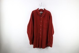 Vintage LL Bean Mens XL Faded Corduroy Collared Button Down Shirt Orange Red - £31.27 GBP