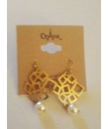 GOLD DROP EARRINGS WITH SINGLE PEARL - $5.46 CAD