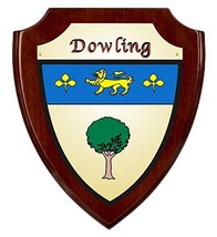 Dowling Irish Coat of Arms Shield Plaque - Rosewood Finish - $48.00