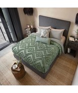 TAXCO SAGE JACQUARD TEXTURE REVERSIBLE COMFORTER SET 5 PCS CALIFORNIA KI... - $212.84