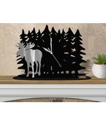 16.5in W Lodge Theme Forest Shelf or Mantel Clock - Lone Moose - $109.00