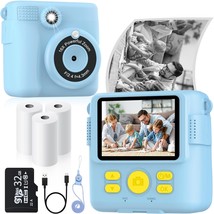 Instant Print Camera For Kids With 3 Rolls Of Printer Paper, 1080P Toddler Digit - £58.72 GBP