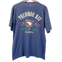 VINTAGE Mens L  Prudhoe Bay Single Stitch T-Shirt Striped Polar Bear North Slope - £23.12 GBP