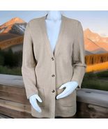 J Jill Sweater Womens L Petite Tan Cardigan V Neck Duster Cotton Blend P... - $453.35 MXN
