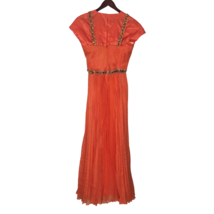 Vtg Alyce Designs Gown Orange Jeweled Pleated Long Evening Formal Party Dress 8 - £46.72 GBP
