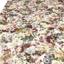 Designer Fabric Remnant Floral Burgundy Blue Green Tan 6 Ft 56 wide Unbr... - £38.63 GBP