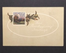 Fond Thanksgiving Greetings Floral Scenic View c1910s Unused UNP Postcard - £6.38 GBP