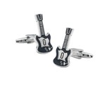 ELECTRIC GUITAR CUFFLINKS Rock Music Black Enamel Musician Wedding with ... - $11.95