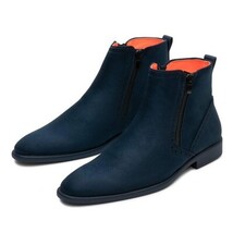 Men's TAYNO Chelsea Chukka Soft Micro Suede Zip up Boot Coupe S Navy image 7