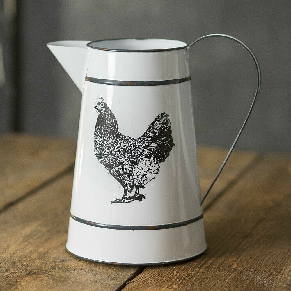 Hen Pitcher in distressed metal - $32.00