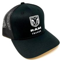 RAM Trucks Logo Black Mesh Trucker Curved Bill Adjustable Snapback Hat - £12.42 GBP