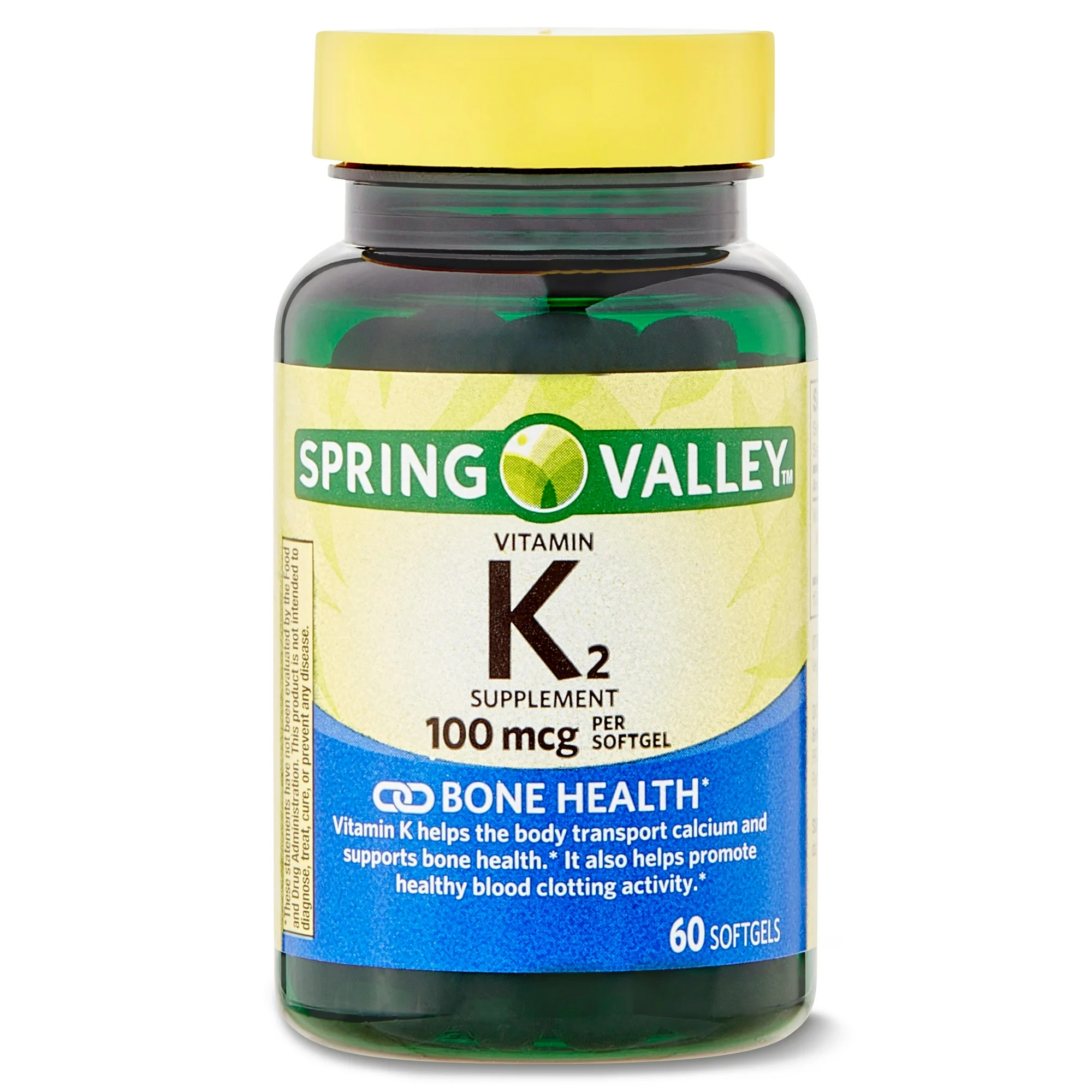 Spring Valley Vitamin K2 Supplement, Soft Gel Capsules, 100 Mcg | 60 Count - $22.99