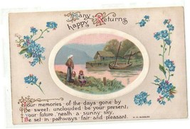 Vintage Divided Back Embossed Postcard &quot;Many Happy Returns&quot; Nice  - £11.59 GBP