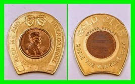 Vintage Good Luck Penny Token GOLD CLUB Sparks Nevada 1970-D Lincoln Penny  - £27.21 GBP