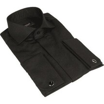 Men Sateen Cotton Blend Shirt Manschett Quesste Turkey Slim Fit 4130-03 Black image 7