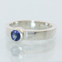 Blue Sapphire Handmade Sterling Silver Unisex Stackable Solitaire Ring size 5 - £56.49 GBP