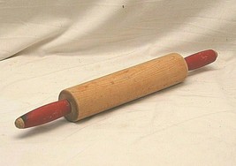 Rustic Wooden Rolling Pin Red Handles Kitchen Utensil Tool Country Farmh... - $32.66