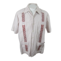 Guayabera Haband Patterson Vintage Men Cuban Stripe embroidered XL pit to pit 26 - £27.68 GBP