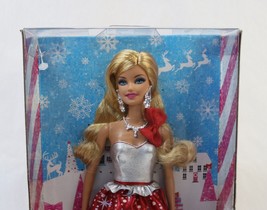 Holiday Wishes 2013 Mattel Blonde  Barbie Doll BBV50, Red &amp; Silver Gown - NRFB - £11.72 GBP