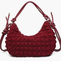 Nelly Quilted Puffy Shoulder Crossbody Bag with Knotted Strap Wine - $1,099.46 MXN