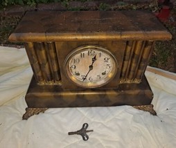 antique waterbury Duluth mantle clock W/ Key Works - $168.29