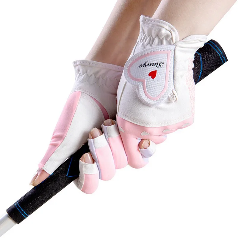 Sporting 1Pair Women Golf Gloves Fingerless Soft Sporting Gloves Ladies Girl Gra - £31.16 GBP