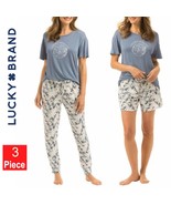Lucky Brand Pajama 3pc/set (Pant, Short &amp; Tee)  Blue Women&#39;s Size 3XL NWT - $23.14