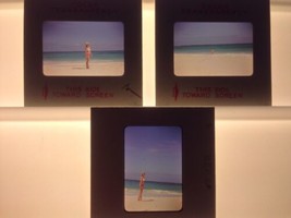 Lot 3 Vtg 60s Pinup Bikini Sexy Woman on Beach Ocean Photograph Color Slides - £47.25 GBP