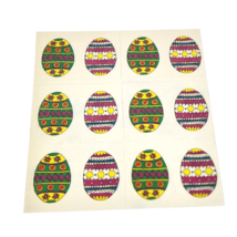 12 VINTAGE SCHOLASTIC COLORFUL DESIGN EASTER EGG STICKERS - $7.69