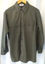 Vintage 90s Dickies Long Sleeve Canvas Work Button Down Shirt USA Green ... - $21.75