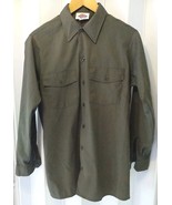 Vintage 90s Dickies Long Sleeve Canvas Work Button Down Shirt USA Green ... - $21.75
