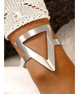 Boho Silver Tone Hollow Out Triangle ShapeDesign Bangle Open Women Cuff ... - $19.18 CAD