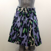 Spanner Women&#39;s A Line Skirt Size 2 Blue Green Patterned Cotton Blend Si... - £7.10 GBP