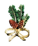 Vintage Gerry&#39;s Enamel Christmas Tree Pine Cone Branch Ribbon Brooch Pin... - $33.18 CAD