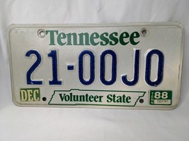 Vintage Tennessee License Plate 21 00J0 Volunteer Dec 1988 - £19.30 GBP