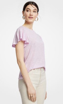 NWT Women&#39;s Ann Taylor S/S Pink The Flutter Linen Tee Top Sz Large - £19.45 GBP