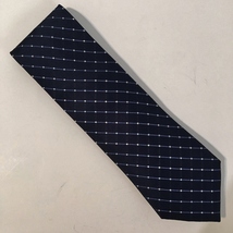 Geoffrey Beene Navy Neck Tie 100% Silk Handmade Geometric Blue Check - £22.37 GBP
