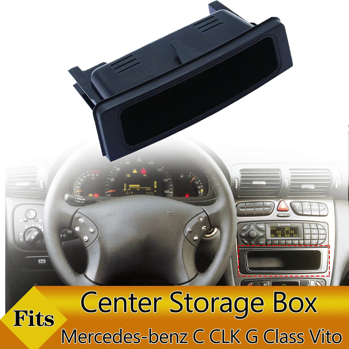 Center Console Radio Storage Tray Box Organizer for Mercedes-Benz C CLK ... - £21.51 GBP