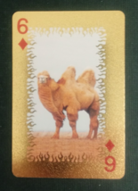 Animal-Themed Golden Foil PVC Mini Playing Card Camel 6 Diamonds - $1.84