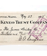 1915 Kineo Trust Company Bank Check E.A. Sampson Dover Maine Signed 7084... - $19.99