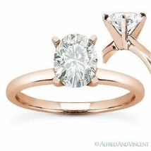 Oval Brilliant Cut Moissanite 4-Prong Solitaire Engagement Ring in 14k Rose Gold - £442.56 GBP+