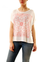 SUNDRY Womens T-Shirt Casual Printed Loe Fit Minimalistic White Size S - £29.11 GBP