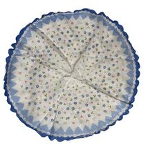 1 Vintage Cocktail Napkin Handkerchief Hankie Round 12.5&quot; Floral Blue - $16.20
