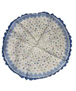 1 Vintage Cocktail Napkin Handkerchief Hankie Round 12.5&quot; Floral Blue - €14,02 EUR