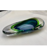 Vintage Tear Drop Hand Blown Glass Paperweight Hues of Clear Blue Green ... - $68.42