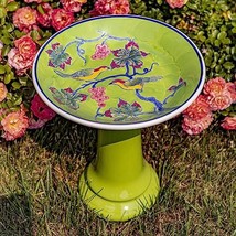 Zaer Ltd. Porcelain Birdbath with Hand Painted Details (24&quot; Tall, Flowers &amp; Humm - £91.60 GBP+