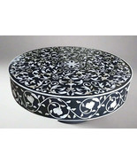 Luxurious Black round Coffee Table with Mother of Pearl Inlay  - $1,599.00+