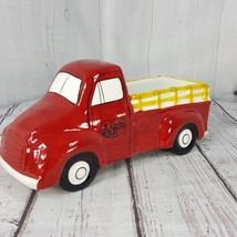 Ceramic Cracker Barrel Red Pick Up Truck 7.5&quot; Planter Trinket Candy Dish NEW - $19.39